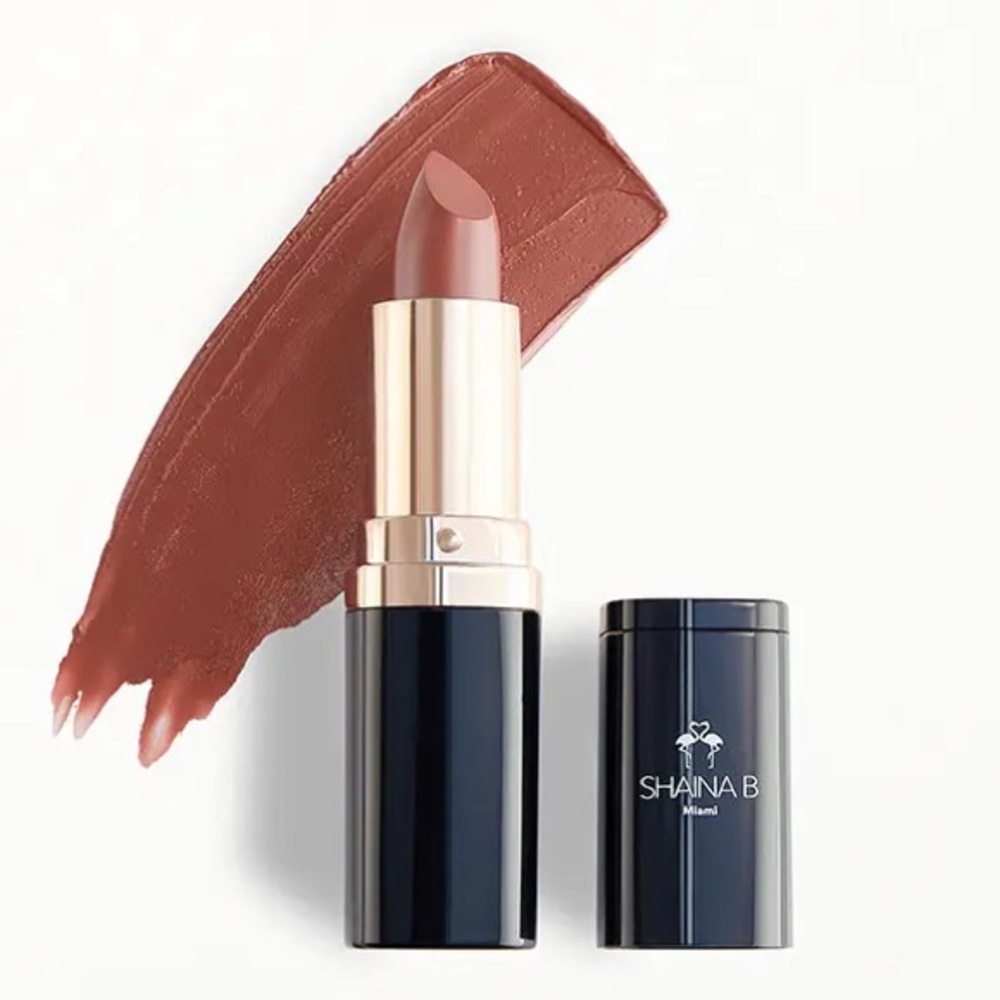 Shaina B Miami Lipstick in Shade Miami Spice Neutral Brown Full Coverage Hydrate